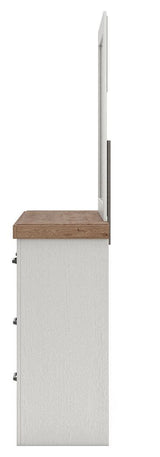 Savonport White/Brown Dresser and Mirror (Online Special Price)