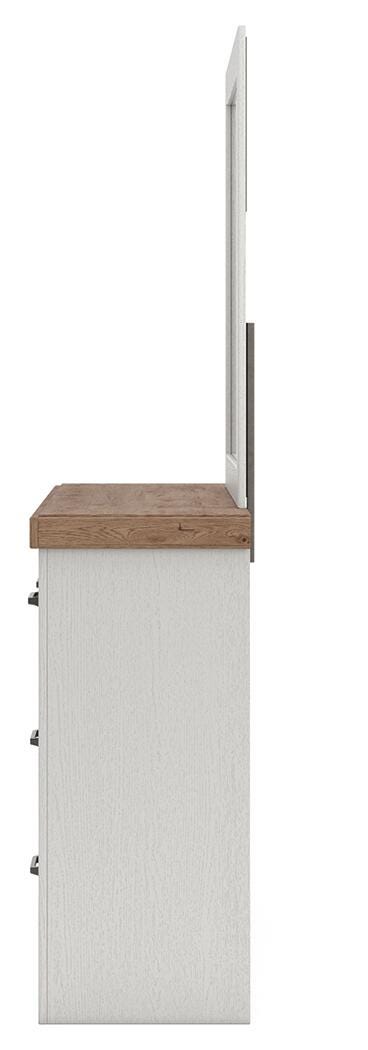 Savonport White/Brown Dresser and Mirror (Online Special Price)