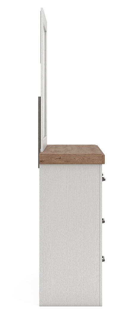 Savonport White/Brown Dresser and Mirror (Online Special Price)