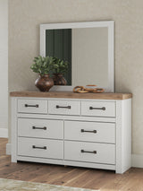 Savonport White/Brown Dresser and Mirror (Online Special Price)