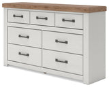 Savonport White/Brown Seven Drawer Dresser (Online Special Price)