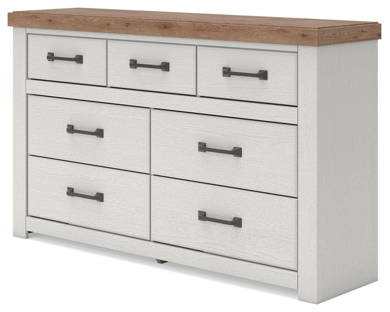 Savonport White/Brown Seven Drawer Dresser (Online Special Price)