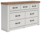 Savonport White/Brown Seven Drawer Dresser (Online Special Price)