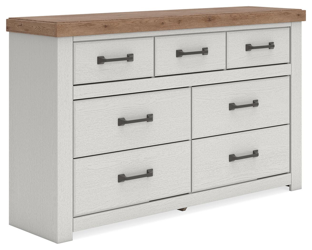 Savonport White/Brown Seven Drawer Dresser (Online Special Price)