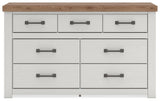Savonport White/Brown Seven Drawer Dresser (Online Special Price)