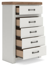 Savonport White/Brown Five Drawer Chest