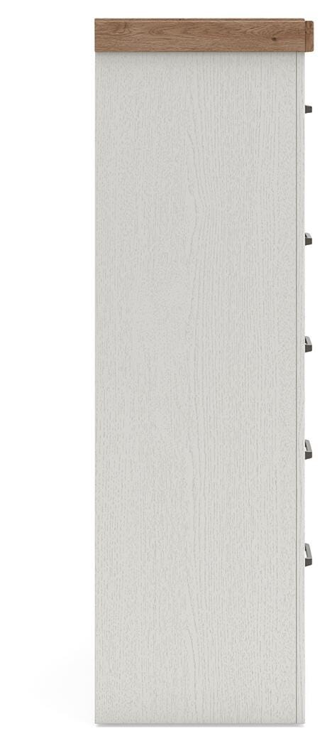 Savonport White/Brown Five Drawer Chest
