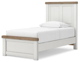 Savonport White/Brown Twin Panel Bed with Storage