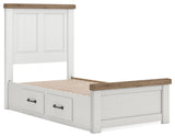 Savonport White/Brown Twin Panel Bed with Storage