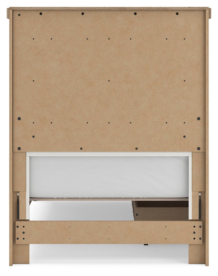 Savonport White/Brown Twin Panel Bed with Storage