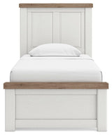 Savonport White/Brown Twin Panel Bed with Storage