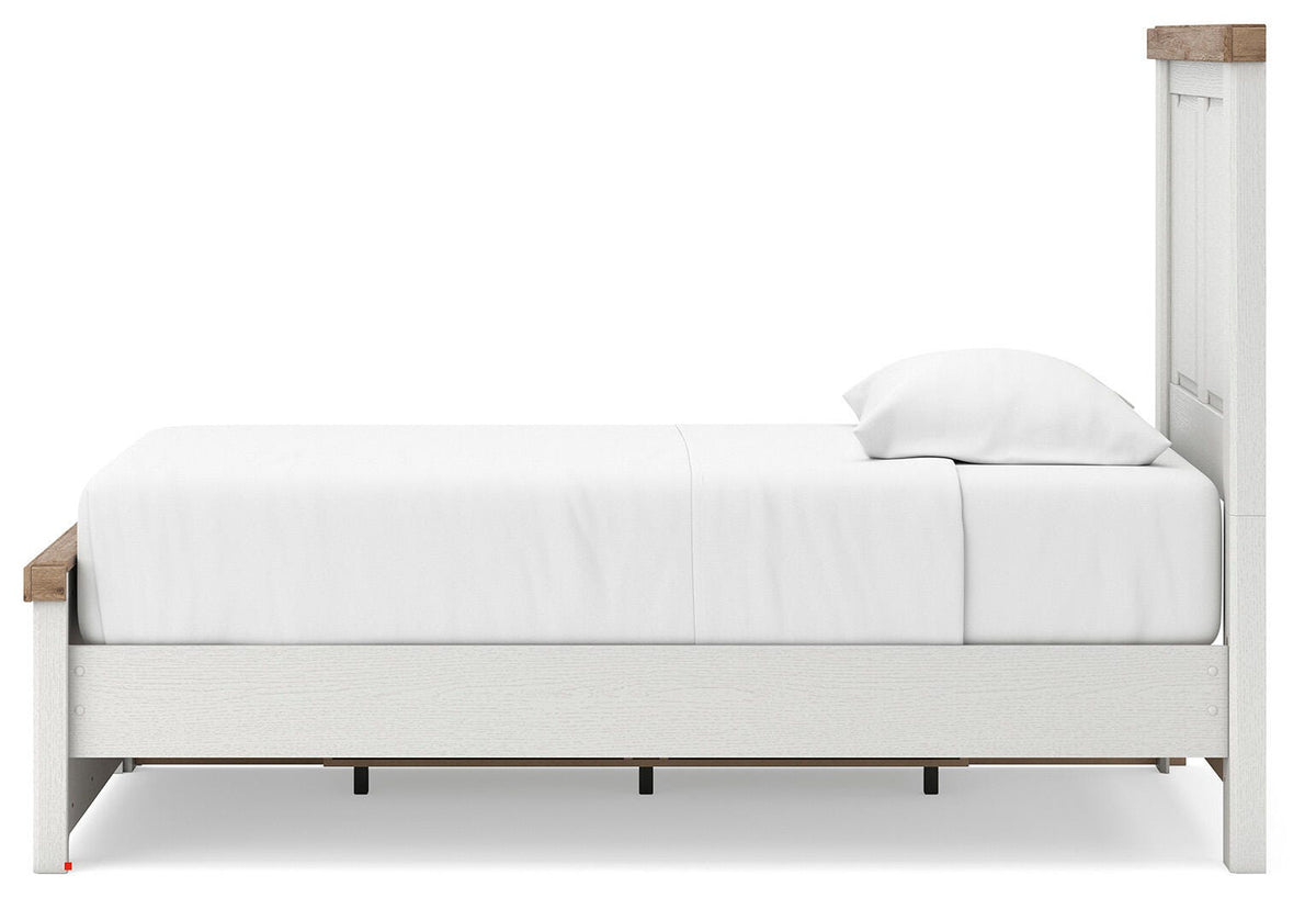 Savonport White/Brown Twin Panel Bed with Storage