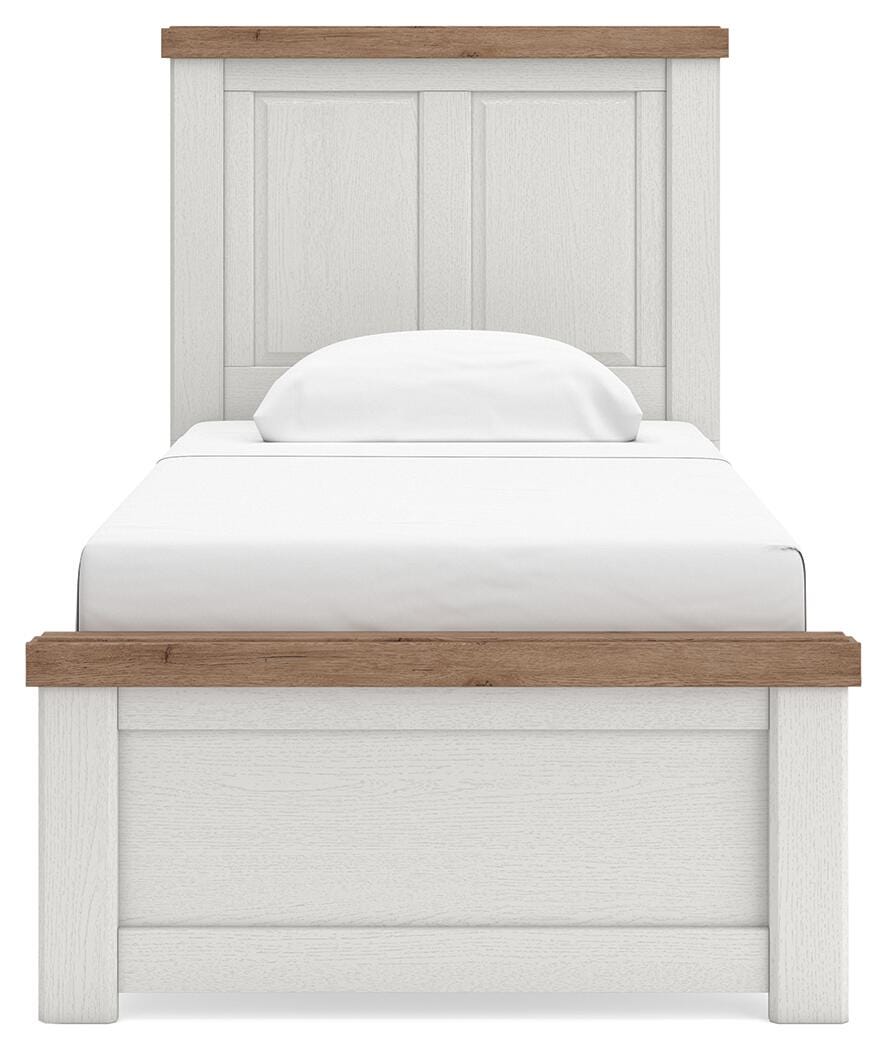 Savonport White/Brown Twin Panel Bed (Online Special Price)