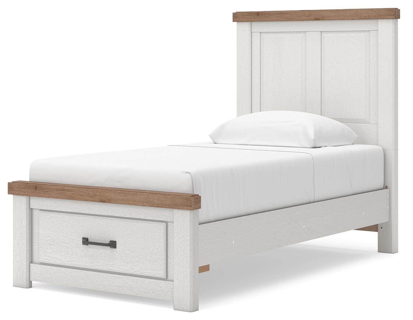 Savonport White/Brown Twin Panel Storage Bed (Online Special Price)