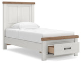 Savonport White/Brown Twin Panel Storage Bed (Online Special Price)