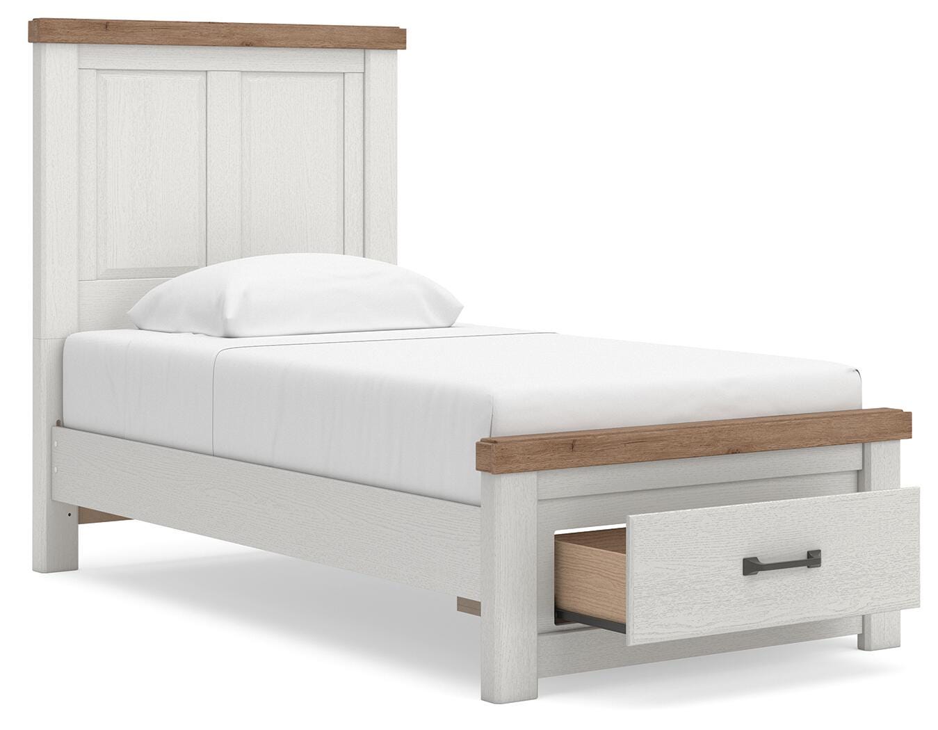 Savonport White/Brown Twin Panel Storage Bed (Online Special Price)