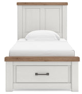 Savonport White/Brown Twin Panel Storage Bed (Online Special Price)