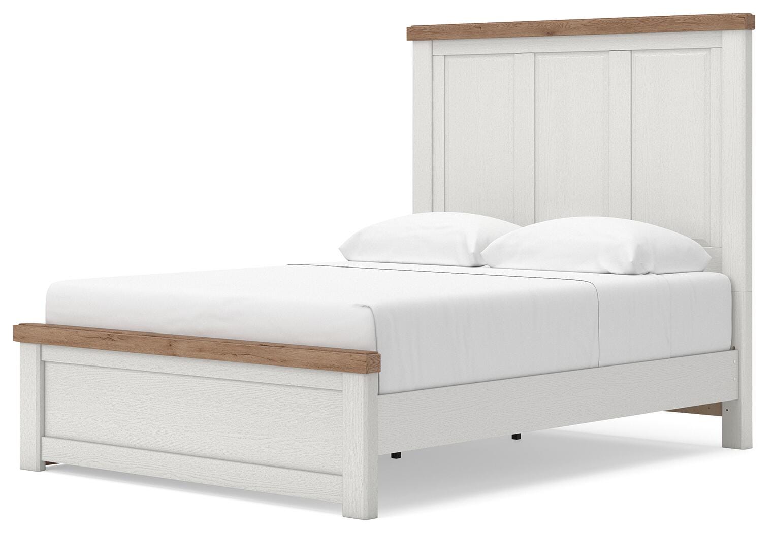 Savonport White/Brown Queen Panel Bed with Storage