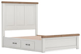 Savonport White/Brown Queen Panel Bed with Storage