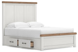 Savonport White/Brown Queen Panel Bed with Storage