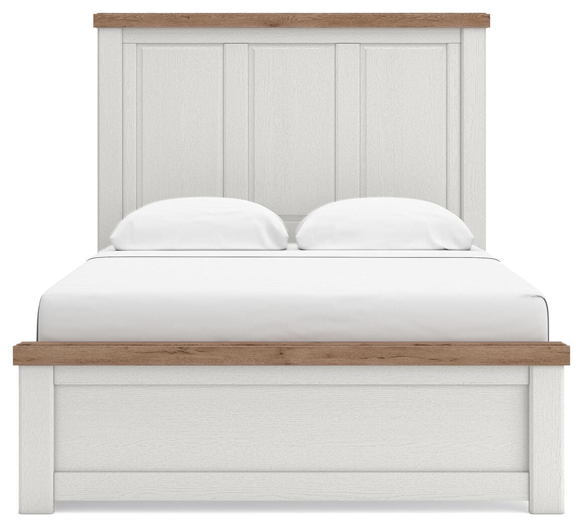 Savonport White/Brown Queen Panel Bed with Storage