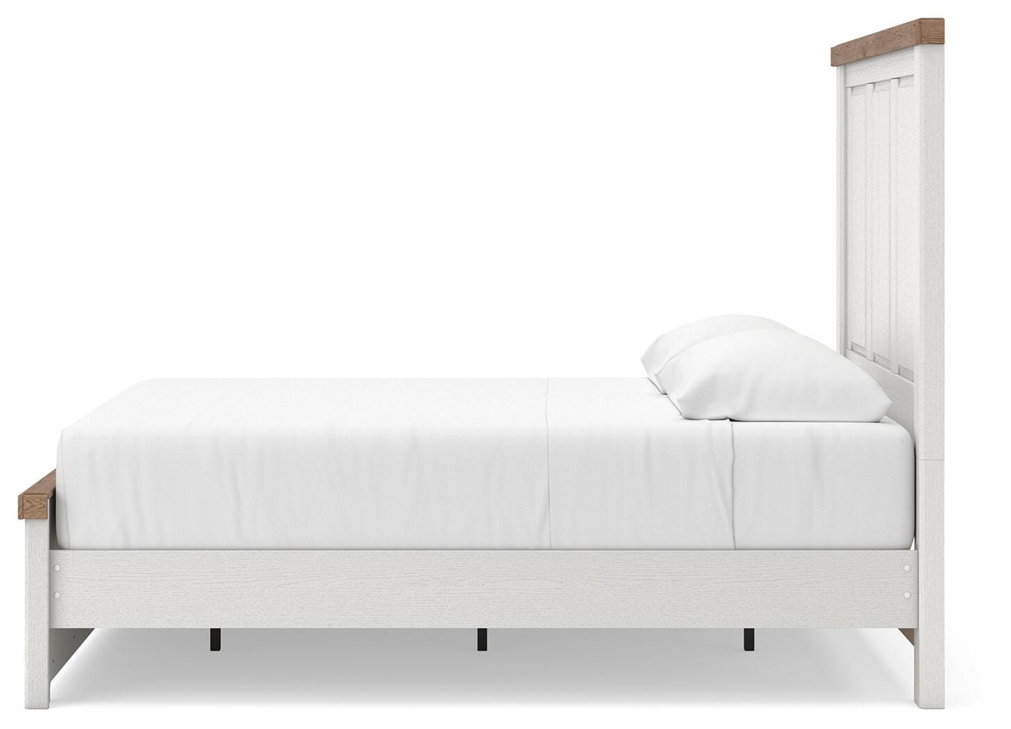 Savonport White/Brown Queen Panel Bed with Storage