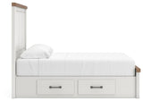 Savonport White/Brown Queen Panel Bed with Storage