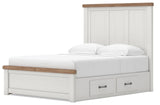 Savonport White/Brown Queen Panel Bed w/ Storage