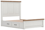 Savonport White/Brown Queen Panel Bed w/ Storage