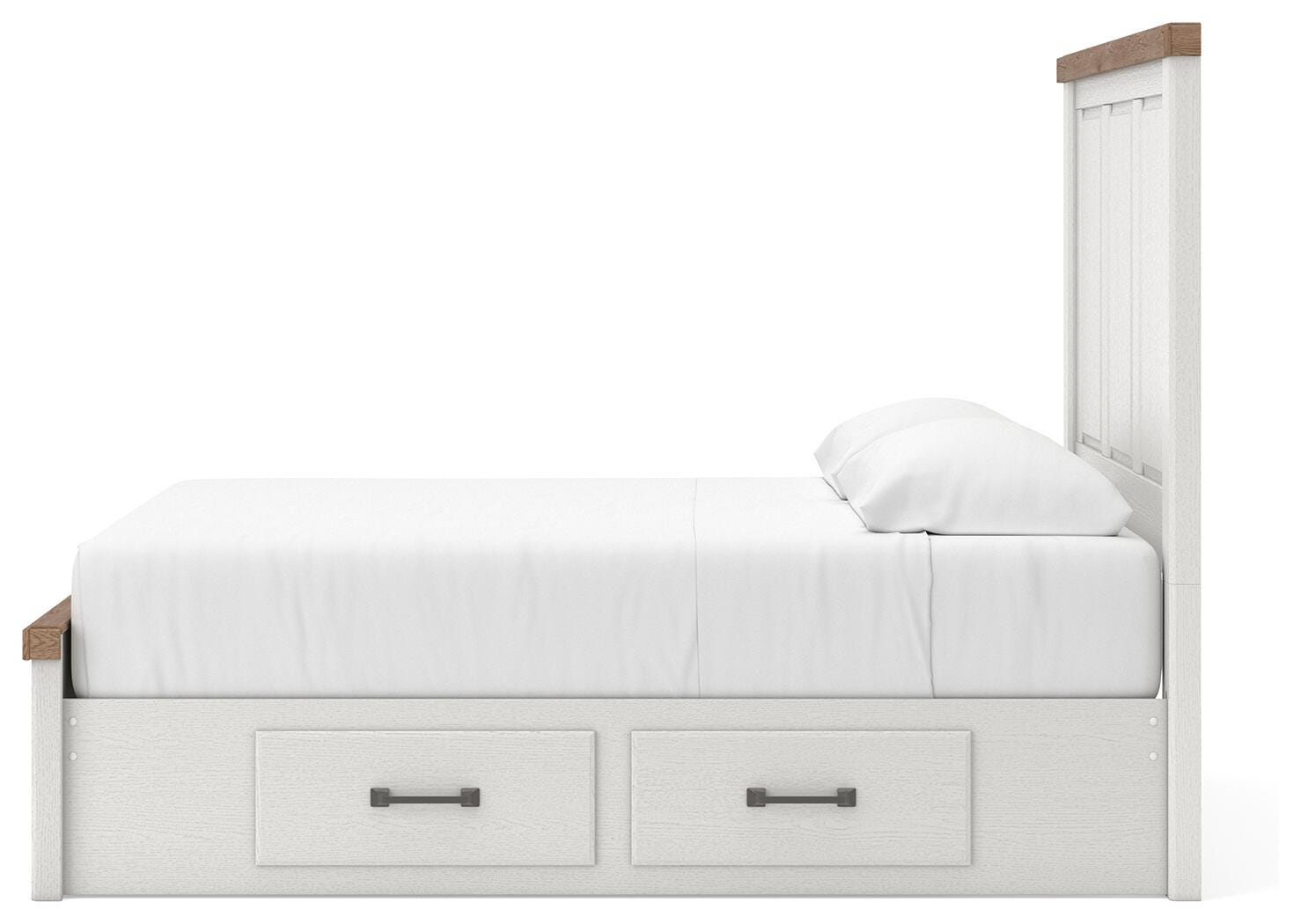 Savonport White/Brown Queen Panel Bed w/ Storage