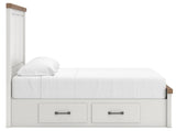 Savonport White/Brown Queen Panel Bed w/ Storage