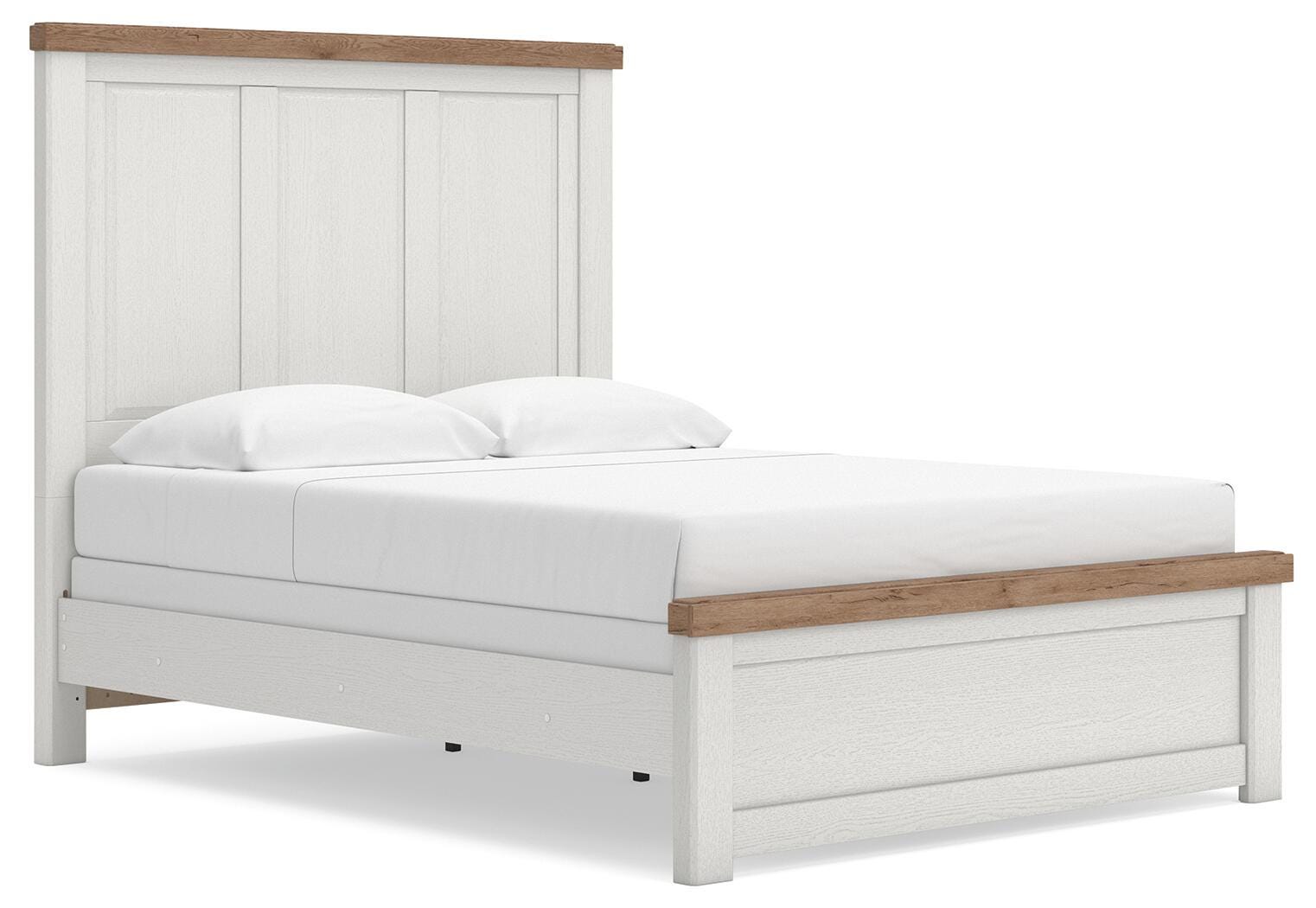 Savonport White/Brown Queen Panel Bed, Dresser and Mirror (Online Special Price)