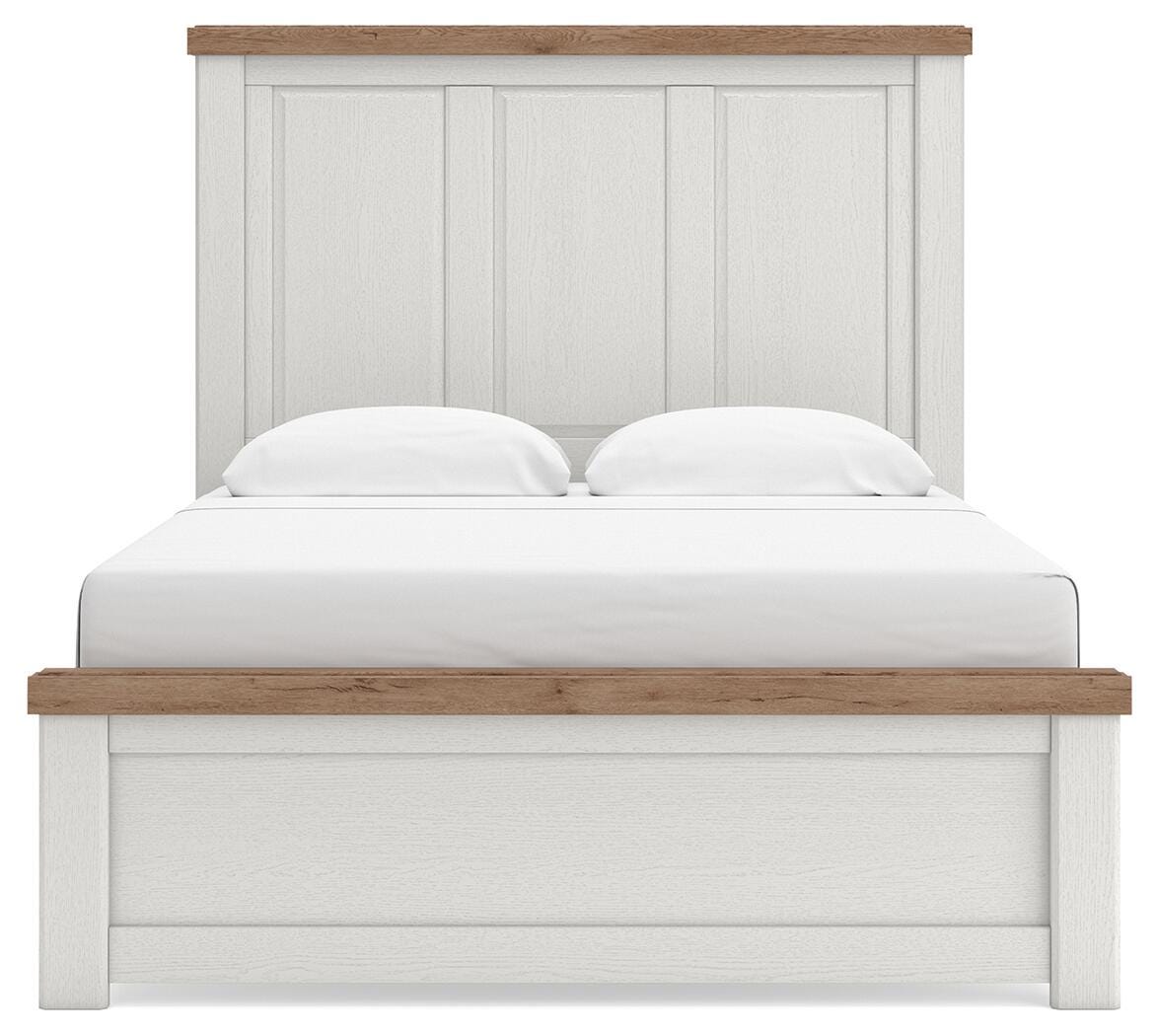 Savonport White/Brown Queen Panel Bed (Online Special Price)