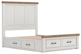 Savonport White/Brown Queen Panel Storage Bed w/ 2 Under Bed Storage (Online Special Price)