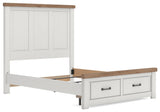 Savonport White/Brown Queen Panel Storage Bed (Online Special Price)