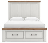 Savonport White/Brown Queen Panel Storage Bed (Online Special Price)