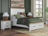 Savonport White/Brown Queen Panel Storage Bed (Online Special Price)