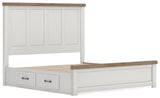 Savonport White/Brown King Panel Bed with Storage (Online Special Price)
