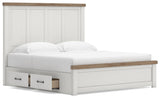 Savonport White/Brown King Panel Bed with Storage (Online Special Price)