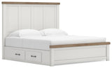 Savonport White/Brown King Panel Bed with Storage (Online Special Price)
