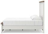 Savonport White/Brown King Panel Bed with Storage (Online Special Price)