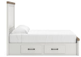 Savonport White/Brown King Panel Bed with Storage (Online Special Price)