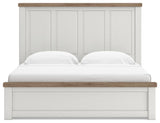 Savonport White/Brown King Panel Bed w/ 2 Under Bed Storage (Online Special Price)