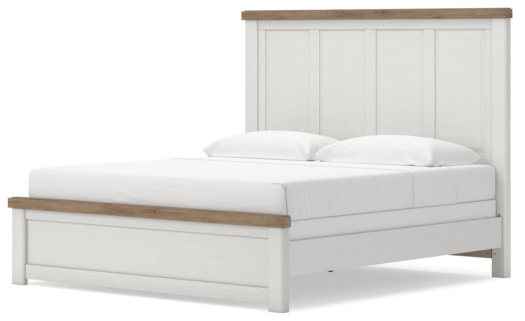 Savonport White/Brown King Panel Bed