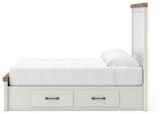Savonport White/Brown King Panel Storage Bed w/ 2 Under Bed Storage (Online Special Price)