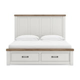 Savonport White/Brown King Panel Storage Bed (Online Special Price)