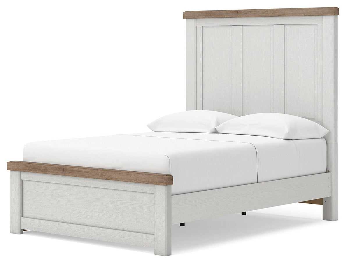Savonport White/Brown Full Panel Bed with Storage