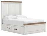 Savonport White/Brown Full Panel Bed with Storage