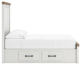 Savonport White/Brown Full Panel Bed with Storage