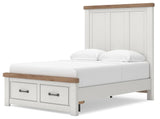 Savonport White/Brown Full Panel Storage Bed (Online Special Price)
